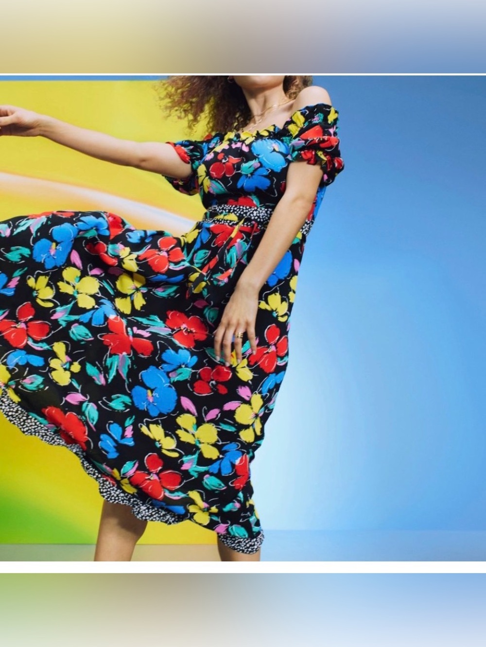 Rixo for Target floral dress 16 L midi feminine summer party cruise off shoulder